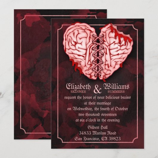 Zombie Brains Wedding Einladung (Vorne/Hinten)