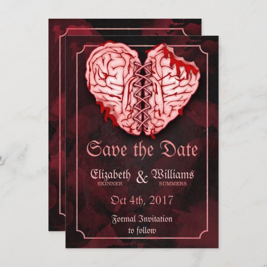 Zombie Brains Wedding Save the Date Card (Vorne/Hinten)
