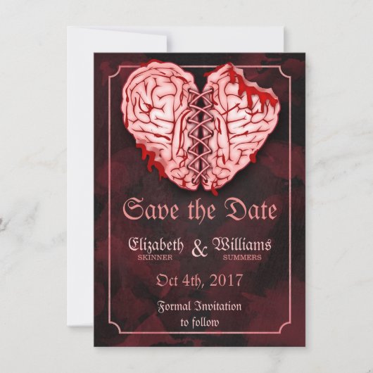 Zombie Brains Wedding Save the Date Card (Vorderseite)
