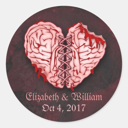 Zombie Brains Wedding Stickers (Vorderseite)