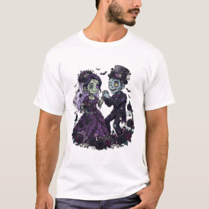 Zombie-Braut Bräutigam Gothic-Halloween-Kunst T-Shirt