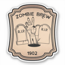 Zombie Brew Pop Vintager Etikettenaufkleber
