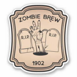 Zombie Brew Pop Vintager Etikettenaufkleber Aufkleber