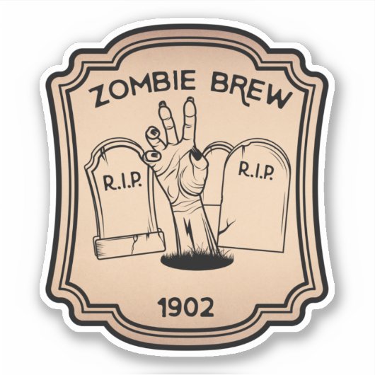 Zombie Brew Pop Vintager Etikettenaufkleber Aufkleber (Vorderseite)
