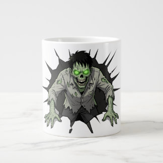 Zombie bricht durch Wand Horror-Geschenk Jumbo-Tasse