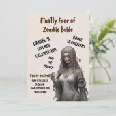 Zombie Bride Scheidung Party Einladung Freiheit Sp (Stehend Vorderseite)