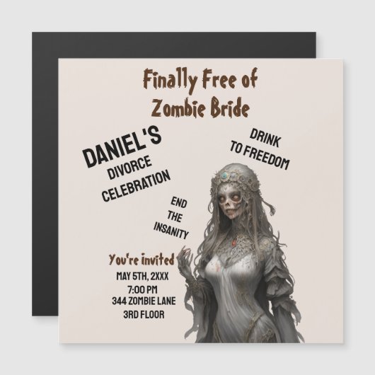 Zombie Bride Scheidung Party Einladung Freiheit Sp (Vorne/Hinten)