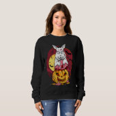 Zombie Bunny Halloween Evil Rabbit Kürbislaterne Sweatshirt (Vorne ganz)