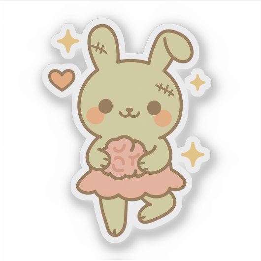 Zombie Bunny mit Candy Brain Aufkleber (Vorderseite)