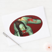 Zombie-Button-Up-Aufkleber Ovaler Aufkleber (Umschlag)