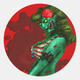 Zombie-Button-up-Aufkleber Runder Aufkleber