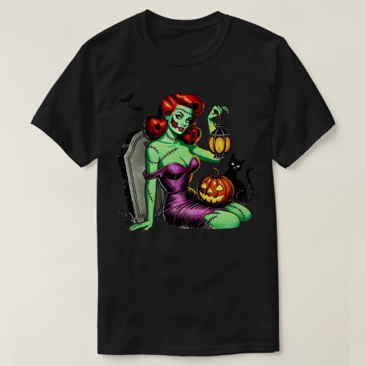 Zombie Button-up Girl Halloween T-Shirt (Design vorne)