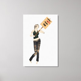 Zombie Button Up Girl Protest I Canvas Print Leinwanddruck