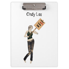 Zombie Button Up Girl Protest I Clipboard Klemmbrett