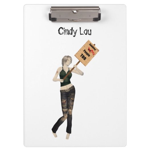 Zombie Button Up Girl Protest I Clipboard Klemmbrett (Vorderseite)