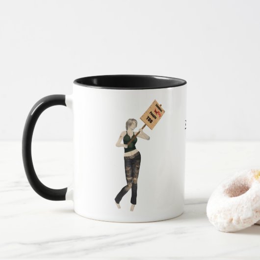 Zombie Button Up Girl Protest I Coffee Tasse (Mit Donut)