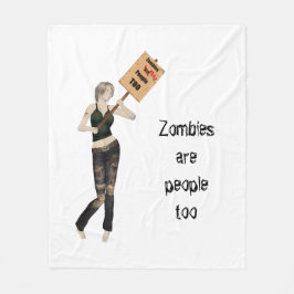 Zombie Button Up Girl Protest I Fleece Blanket