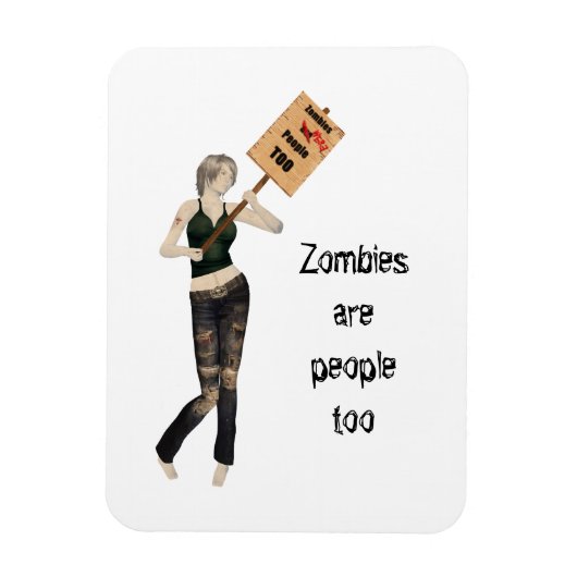 Zombie Button Up Girl Protest I Flexible Magnet (Vertikal)
