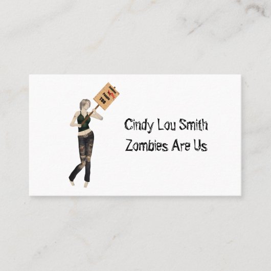 Zombie Button Up Girl Protest I Kontaktkarte Visitenkarte (Vorderseite)