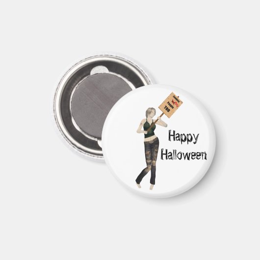 Zombie Button Up Girl Protest I Magnet (Vorderseite/Rückseite)