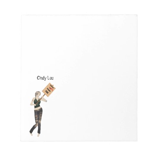 Zombie Button Up Girl Protest I Notepad Notizblock (Vorderseite)