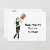Zombie Button Up Girl Protest I Postcard Postkarte (Vorne/Hinten)