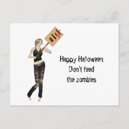 Zombie Button Up Girl Protest I Postcard Postkarte