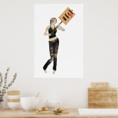 Zombie Button Up Girl Protest I Poster (Küche)