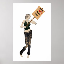 Zombie Button Up Girl Protest I Poster