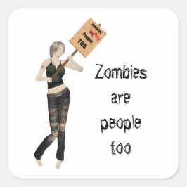 Zombie Button Up Girl Protest I Stickers