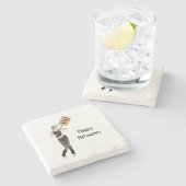 Zombie Button Up Girl Protest I Stone Untersetzer (Seitenansicht)