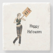 Zombie Button Up Girl Protest I Stone Untersetzer (Vorderseite)