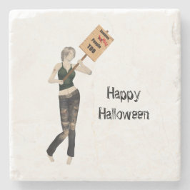 Zombie Button Up Girl Protest I Stone Untersetzer