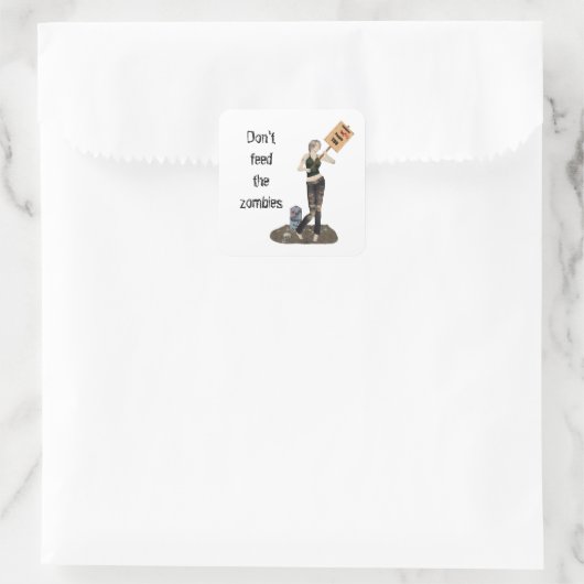 Zombie Button Up Girl Protest II Aufkleber (Tasche)
