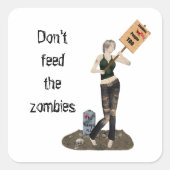 Zombie Button Up Girl Protest II Aufkleber (Vorderseite)