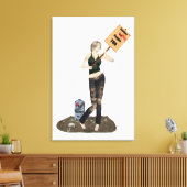 Zombie Button Up Girl Protest II Canvas Print Leinwanddruck (Insitu (Wohnzimmer))