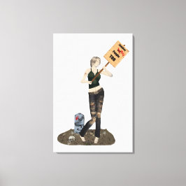 Zombie Button Up Girl Protest II Canvas Print Leinwanddruck