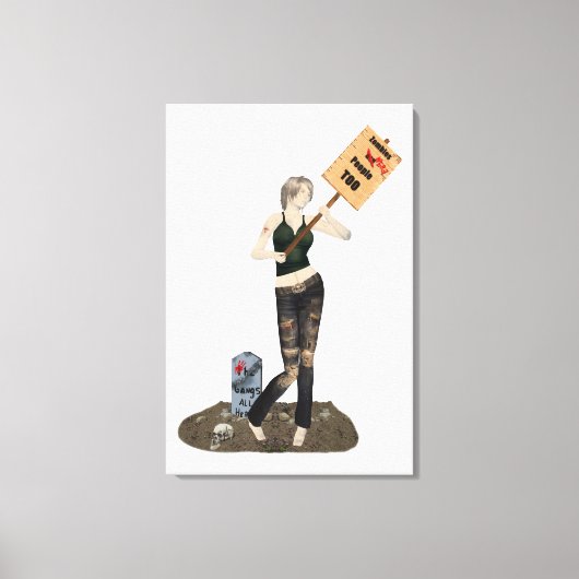 Zombie Button Up Girl Protest II Canvas Print Leinwanddruck (Vorderseite)