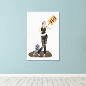 Zombie Button Up Girl Protest II Canvas Print Leinwanddruck (Insitu (Holzboden))
