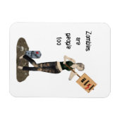 Zombie Button Up Girl Protest II Flexible Magnet (Horizontal)