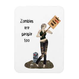 Zombie Button Up Girl Protest II Flexible Magnet