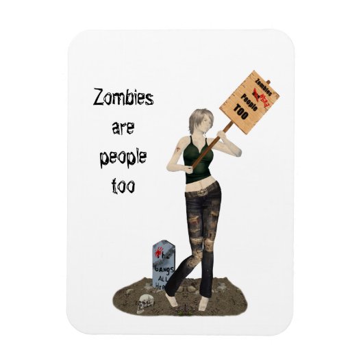 Zombie Button Up Girl Protest II Flexible Magnet (Vertikal)