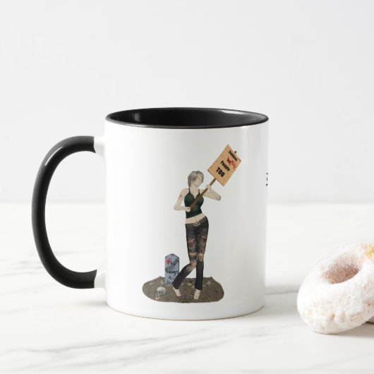 Zombie Button Up Girl Protest II Kaffee Tasse (Mit Donut)