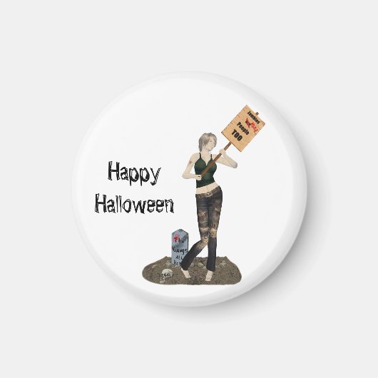 Zombie Button Up Girl Protest II Magnet (Vorne)