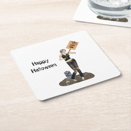 Zombie Button Up Girl Protest II Paper Untersetzer (angewinkelt)