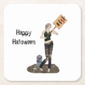 Zombie Button Up Girl Protest II Paper Untersetzer (Vorderseite)