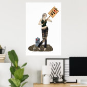 Zombie Button Up Girl Protest II Poster (Heimbüro)