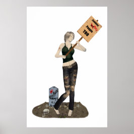 Zombie Button Up Girl Protest II Poster