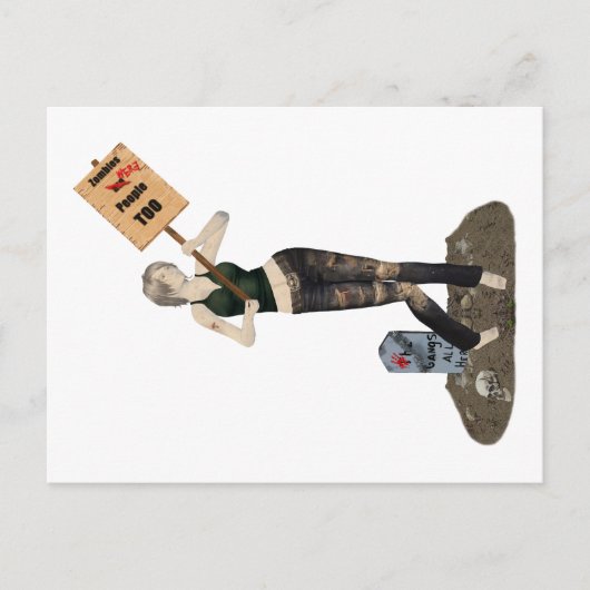 Zombie Button Up Girl Protest II Postkarte (Vorderseite)