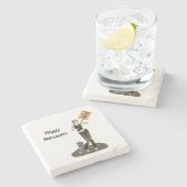 Zombie Button Up Girl Protest II Stone Untersetzer (Seitenansicht)